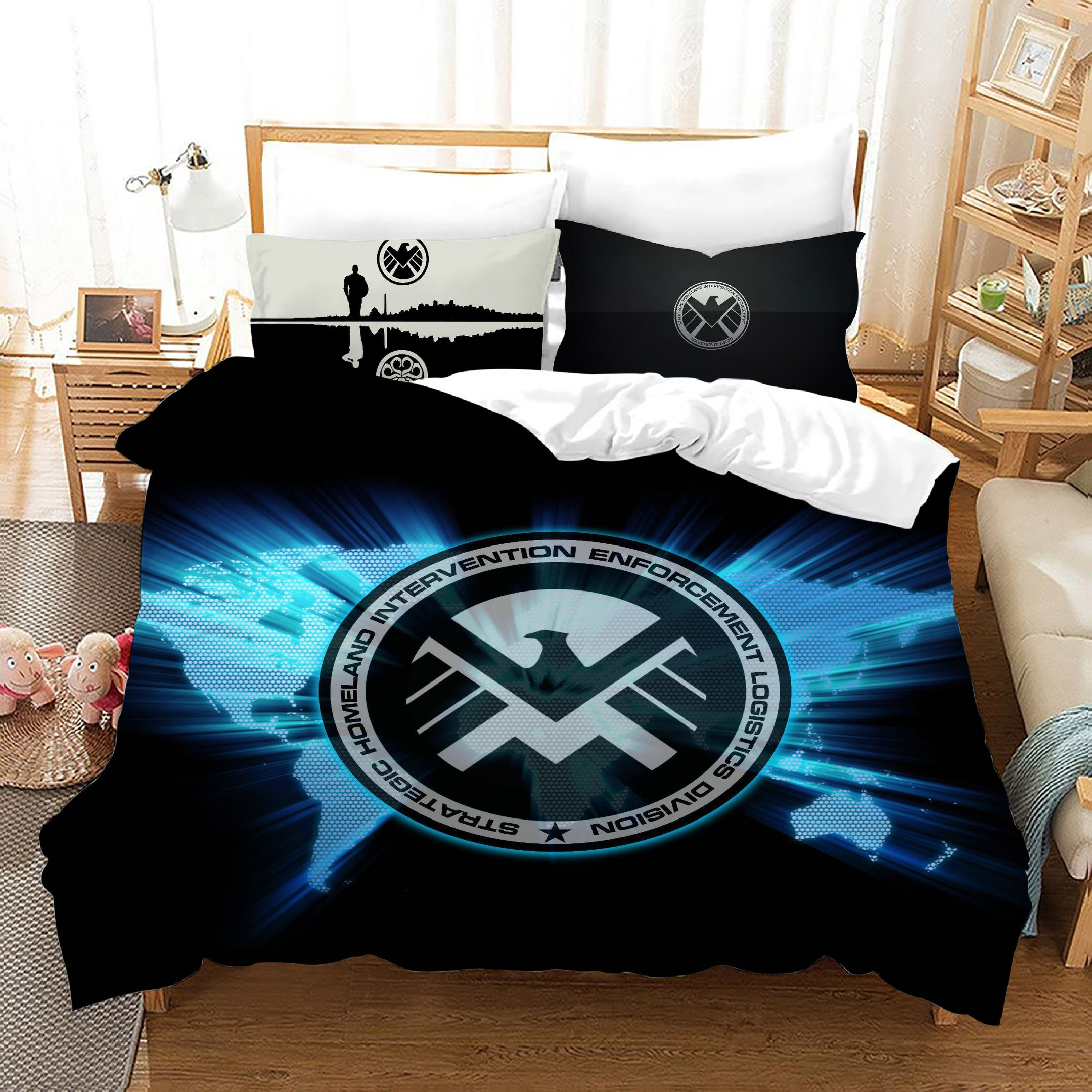 MarvelS Agents Of Shield Quilt Cover Pillowcase Bedding Set Home Bedroom Decor