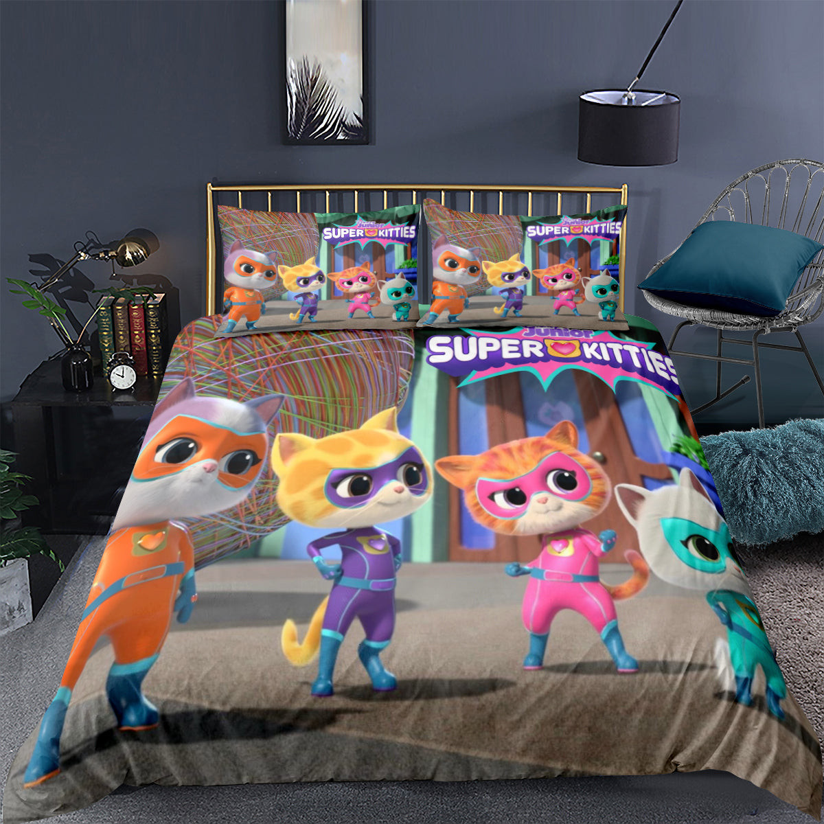 Super Kitties 3D Printed Quilt Cover Pillowcase Bedding Set Home Bedroom Decor