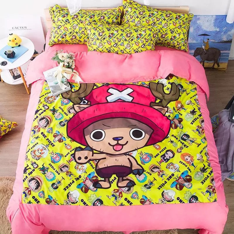 One Piece Tony Tony Chopper Quilt Cover Pillowcase Bedding Set Home Bedroom Decor