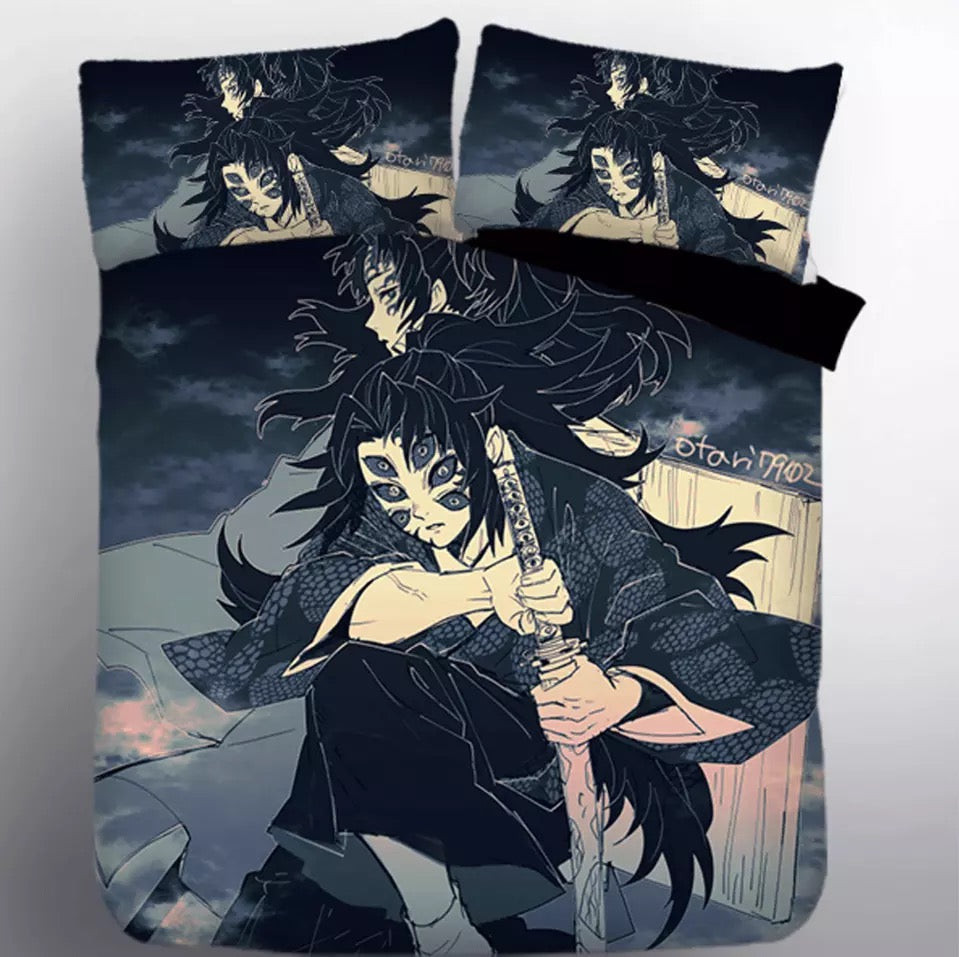 Demon Slayer Kimetsu No Yaiba Kokushibou Quilt Cover Pillowcase Bedding Set Home Bedroom Decor