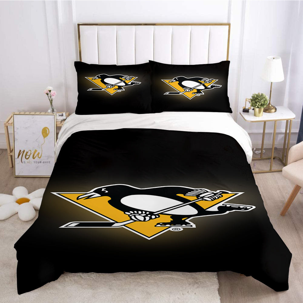 Pittsburgh Penguins Hockey League 3D Printed Quilt Cover Pillowcase Bedding Set Home Bedroom Decor