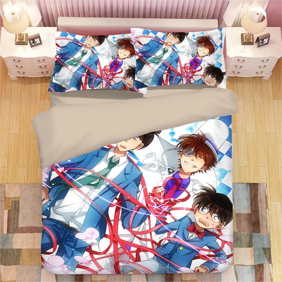 Detective Conan Case Closed Edogawa Kona Quilt Cover Pillowcase Bedding Set Home Bedroom Decor