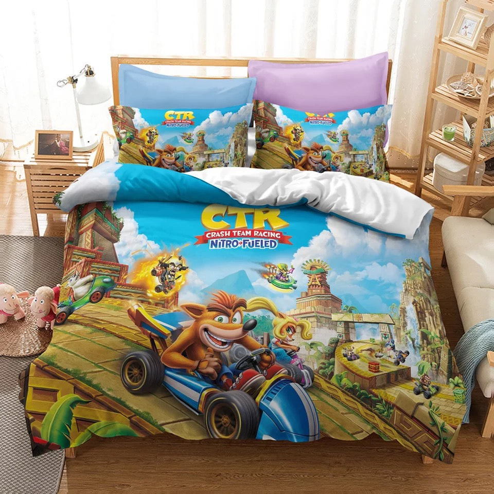 Crash Bandicoot 3: Warped Quilt Cover Pillowcase Bedding Set Home Bedroom Decor