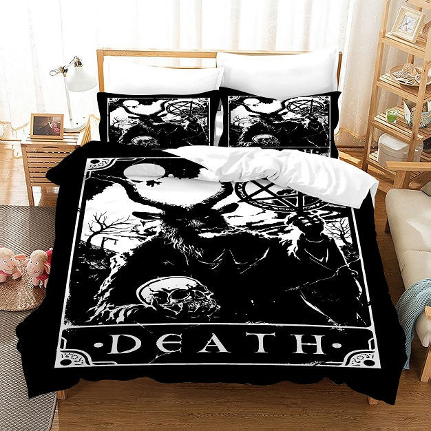 Tarot Death Quilt Cover Pillowcase Bedding Set Home Bedroom Decor