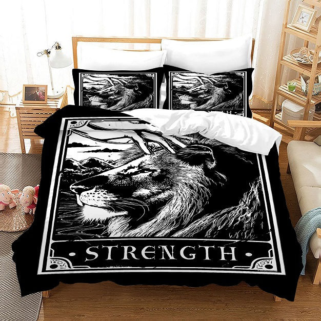 Tarot Strength Quilt Cover Pillowcase Bedding Set Home Bedroom Decor