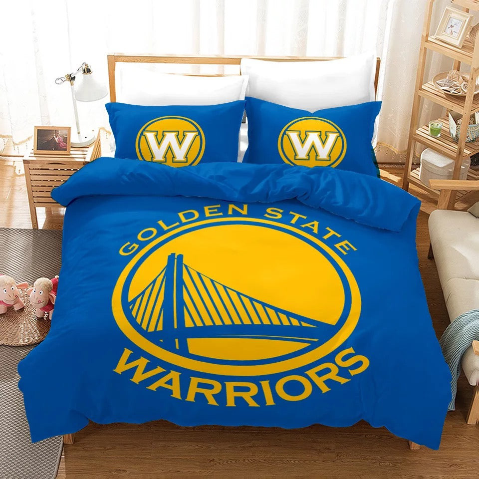 NBA Golden State Warriors NBA Quilt Cover Pillowcase Bedding Set Home Bedroom Decor