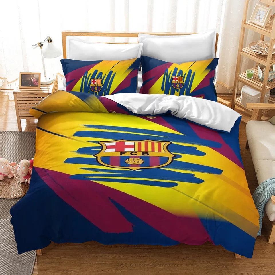 Barcelona Football Club Quilt Cover Pillowcase Bedding Set Home Bedroom Decor