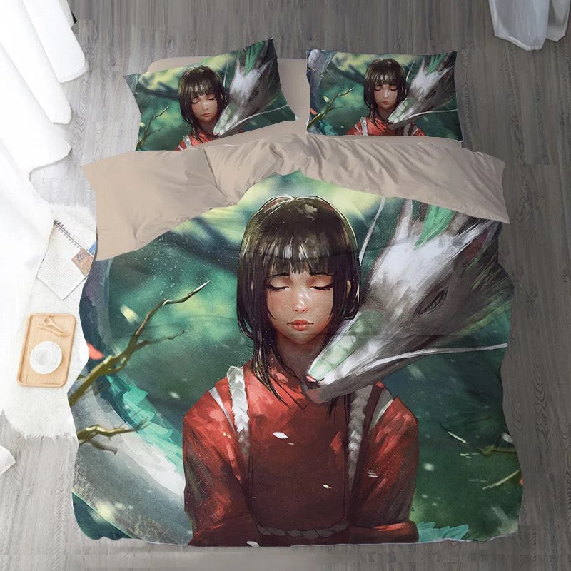 Spirited Away Sen To Chihiro No Kamikakushi Quilt Cover Pillowcase Bedding Set Home Bedroom Decor
