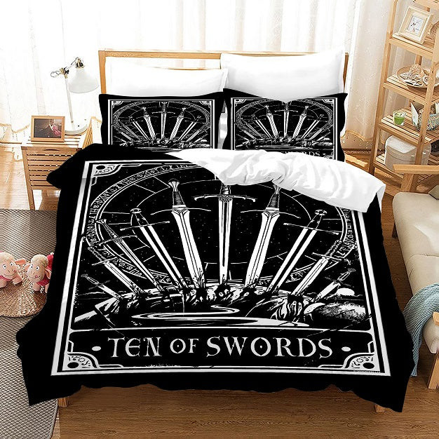 Tarot Ten Of Swords Quilt Cover Pillowcase Bedding Set Home Bedroom Decor