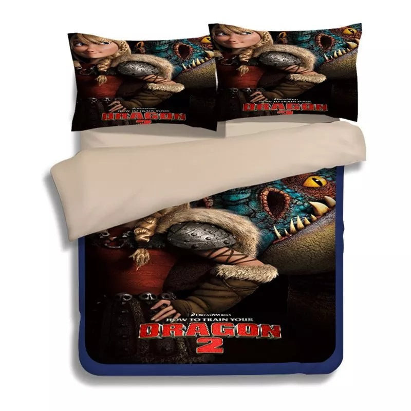 How To Train Your Dragon Quilt Cover Pillowcase Bedding Set Home Bedroom Decor