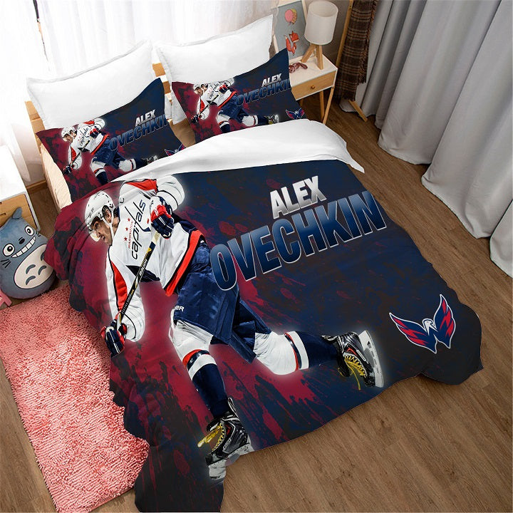 Alex Ovechkin Washington Capitals Hockey Quilt Cover Pillowcase Bedding Set Home Bedroom Decor