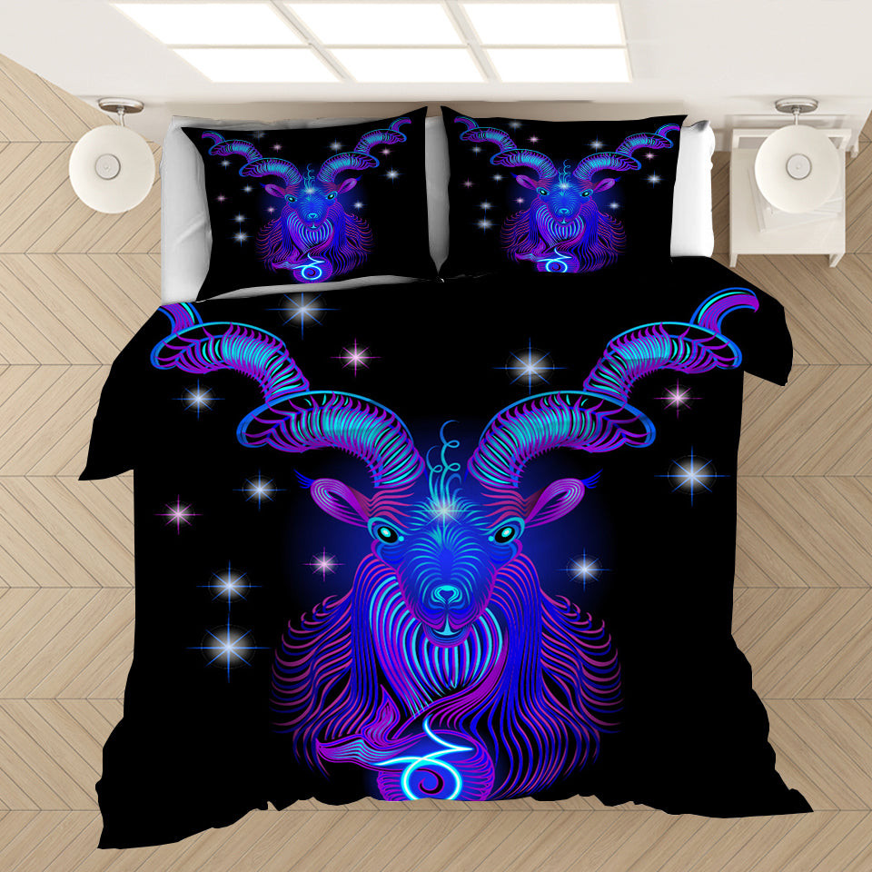 Twelve Constellations Capricorn Quilt Cover Pillowcase Bedding Set Home Bedroom Decor