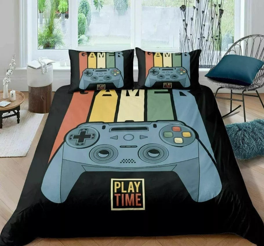 Video Game Gamepad Joystick Quilt Cover Pillowcase Bedding Set Home Bedroom Decor
