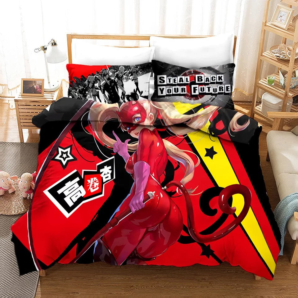 Persona 5 Anne Takamaki Quilt Cover Pillowcase Bedding Set Home Bedroom Decor