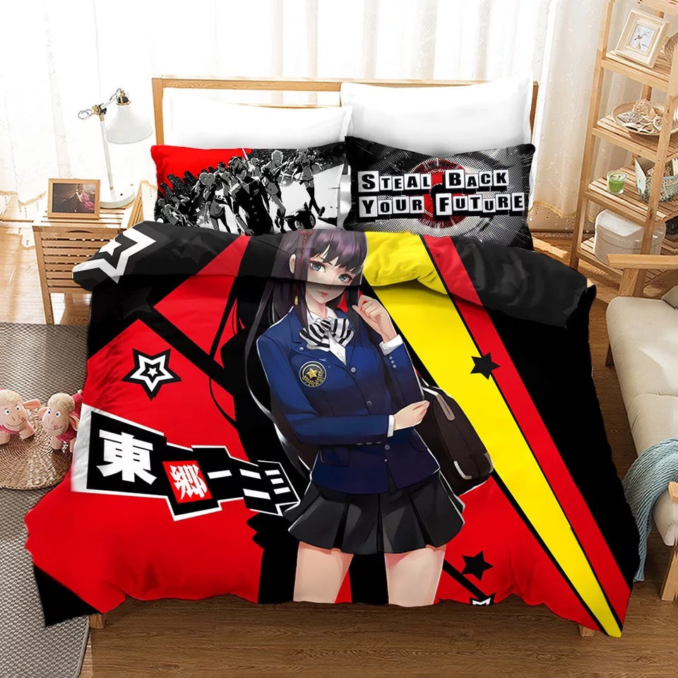 Persona 5 Futaba Sakura Quilt Cover Pillowcase Bedding Set Home Bedroom Decor
