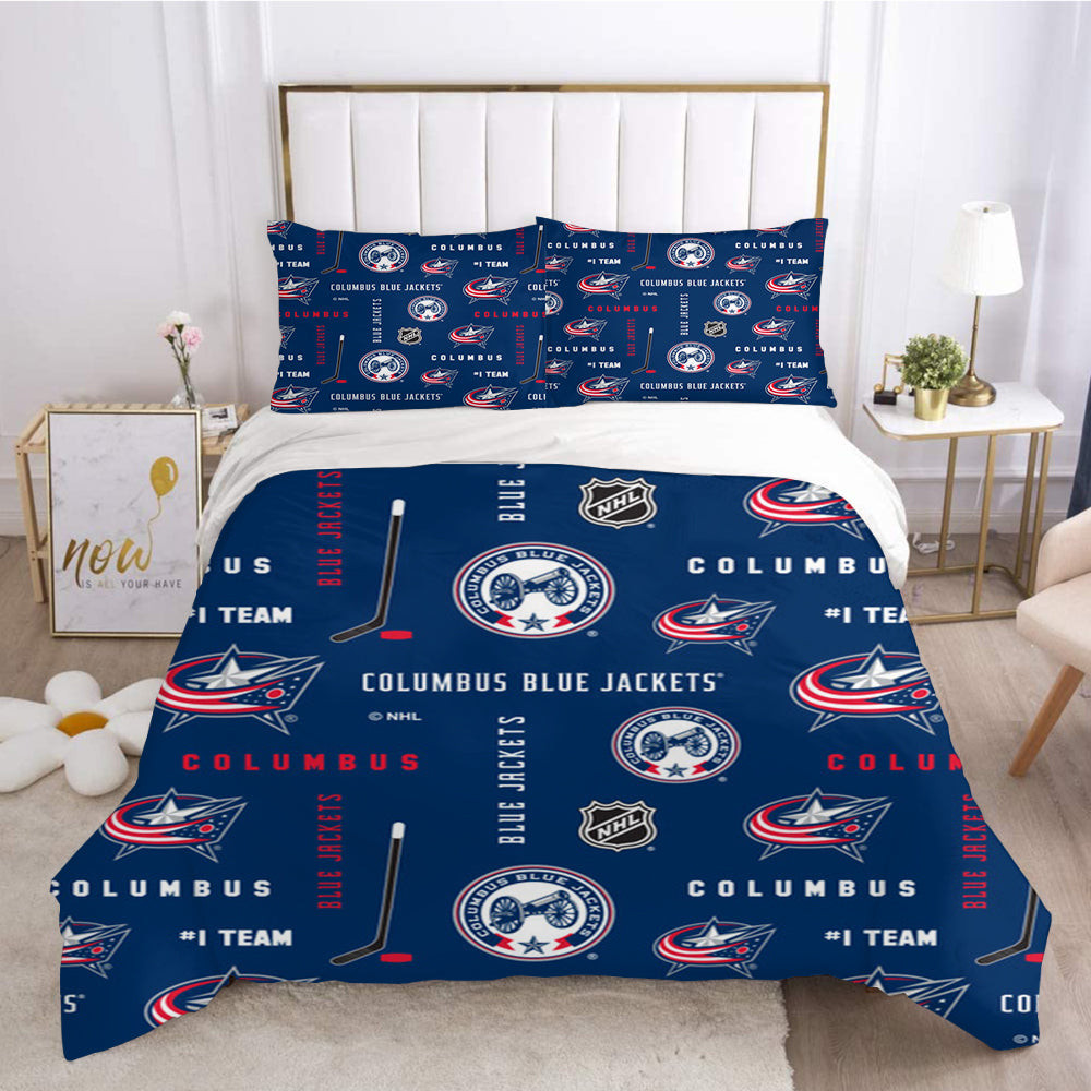 Columbus Blue Jackets Hockey League 3D Printed Quilt Cover Pillowcase Bedding Set Home Bedroom Decor