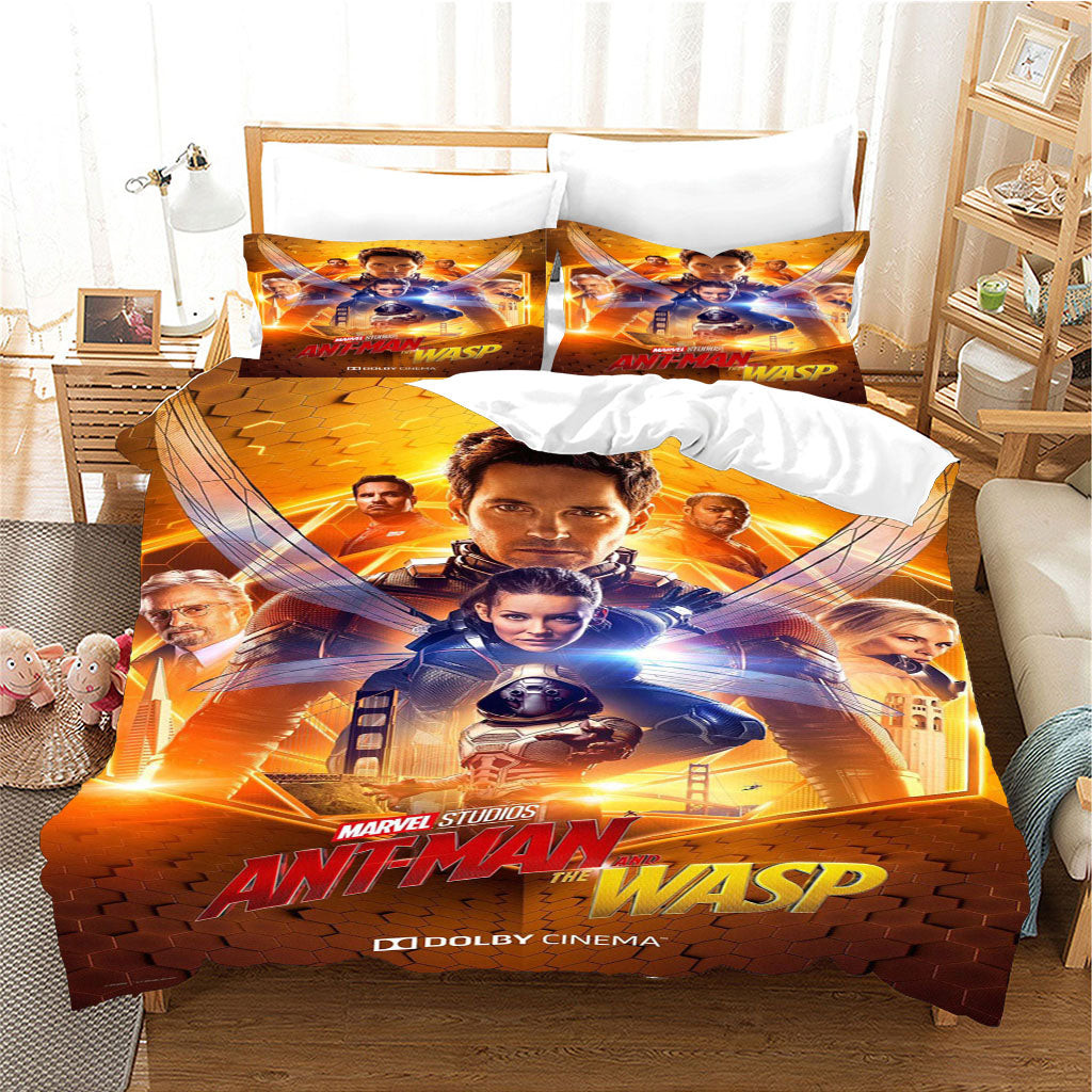 Ant-Man And The Wasp Quantumania Quilt Cover Pillowcase Bedding Set Home Bedroom Decor
