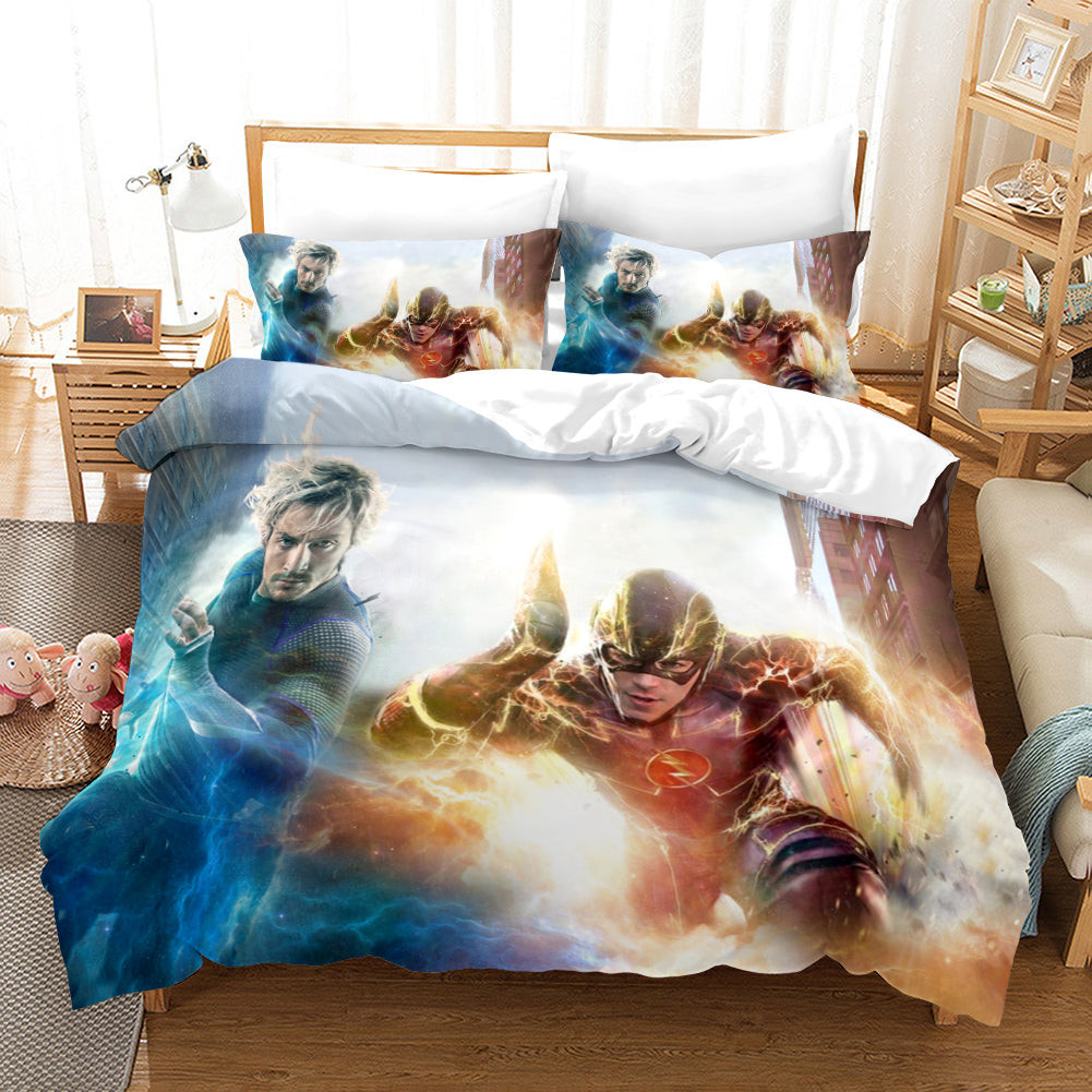 Flash Quick Silver Quilt Cover Pillowcase Bedding Set Home Bedroom Decor