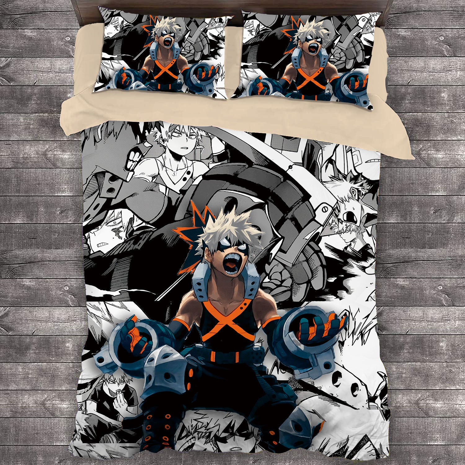 Comic My Hero Academia Bakugou Katsuki Quilt Cover Pillowcase Bedding Set Home Bedroom Decor