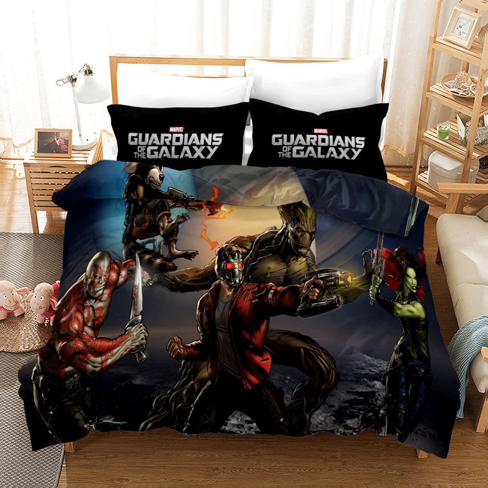 Guardians Of The Galaxy Star Lord Rocket Raccoon Quilt Cover Pillowcase Bedding Set Home Bedroom Decor