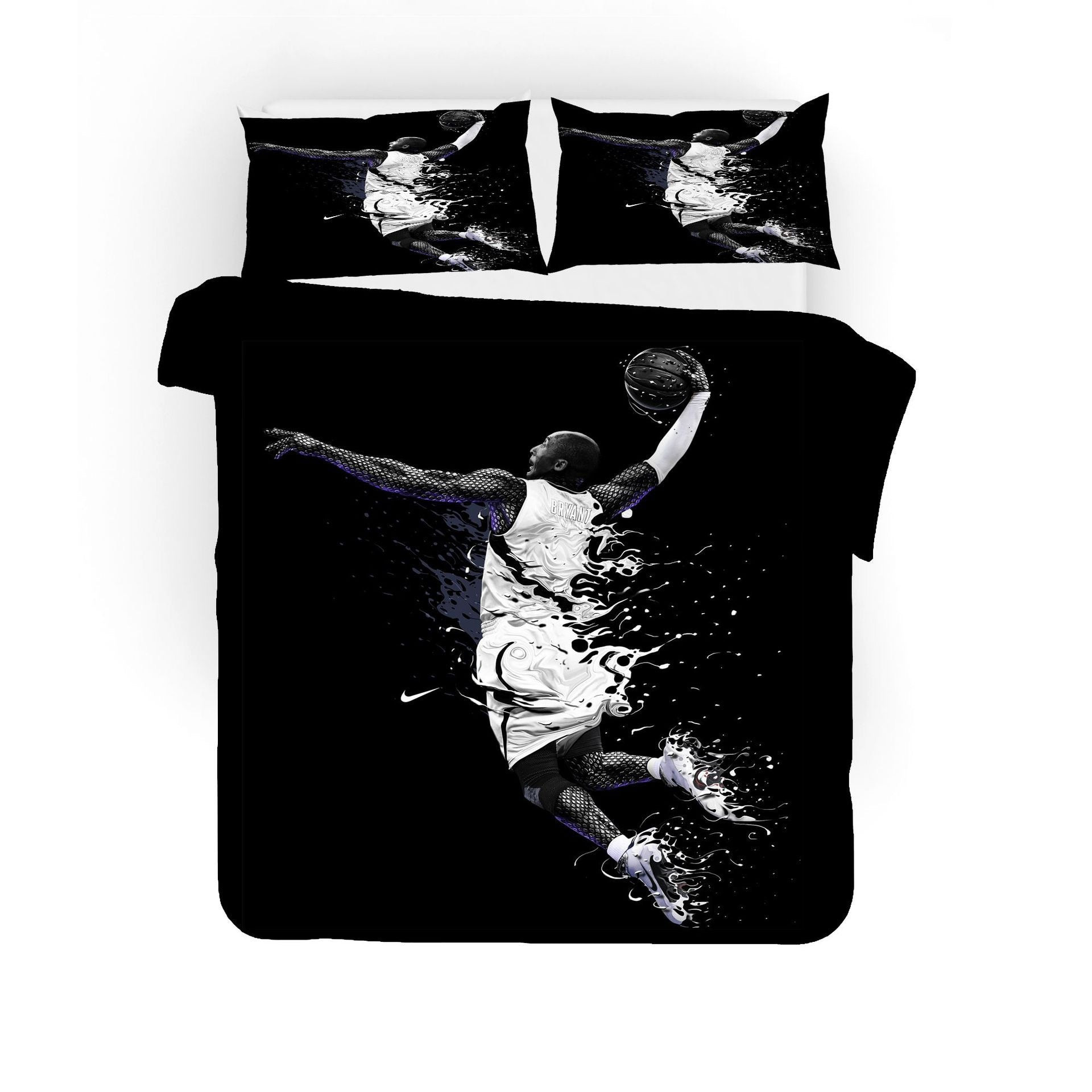 NBA Lakers Kobe Bryant Black Mamba NBA Quilt Cover Pillowcase Bedding Set Home Bedroom Decor