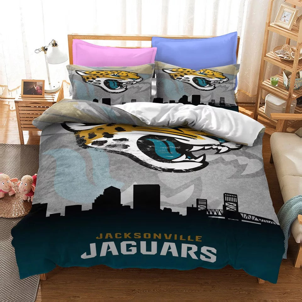 Jacksonville Jaguars Football Leauge Quilt Cover Pillowcase Bedding Set Home Bedroom Decor