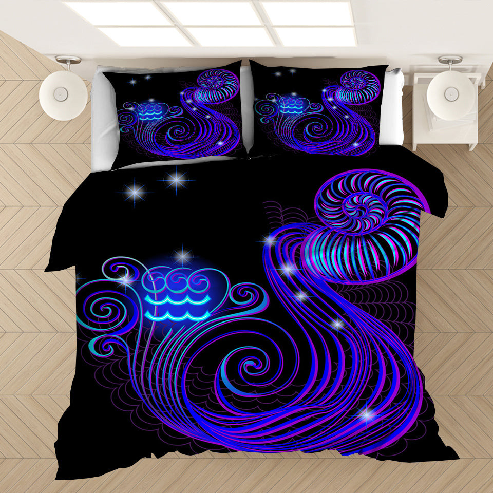 Twelve Constellations Aquarius Quilt Cover Pillowcase Bedding Set Home Bedroom Decor