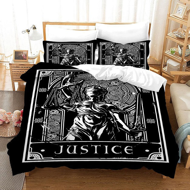 Tarot Justice Quilt Cover Pillowcase Bedding Set Home Bedroom Decor