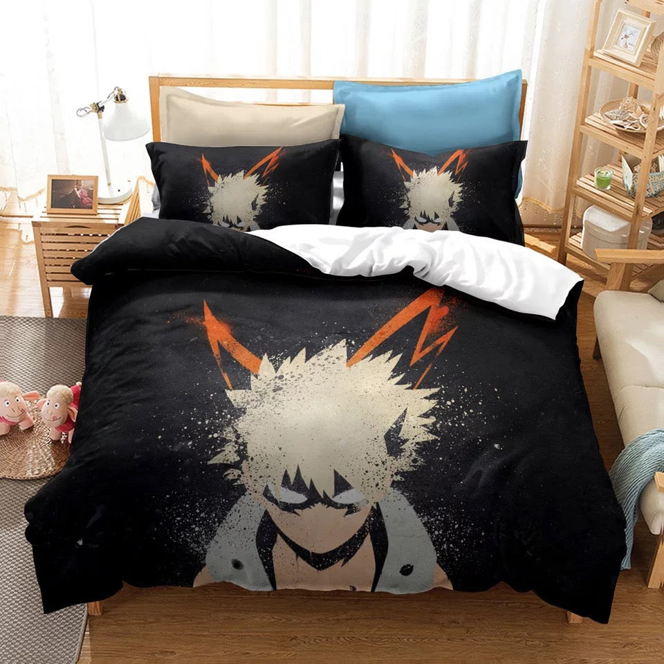 My Hero Academia Bakugo Katsuki Quilt Cover Pillowcase Bedding Set Home Bedroom Decor
