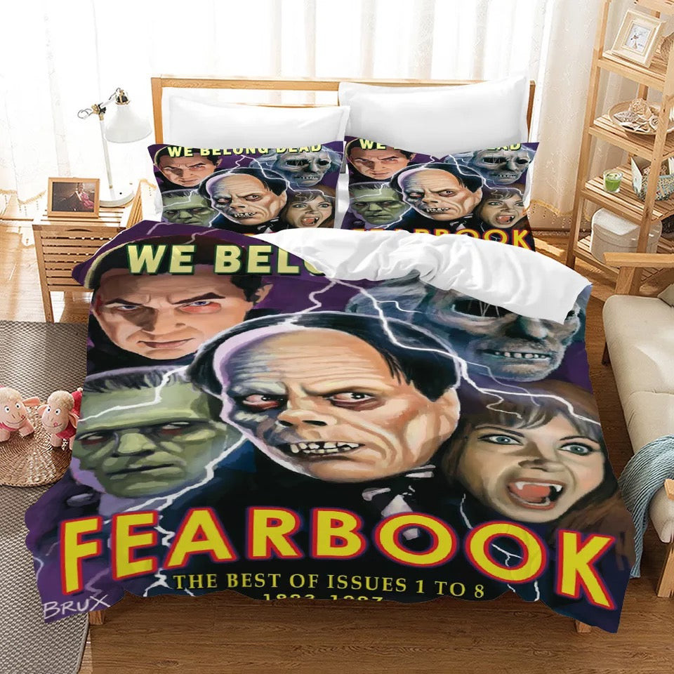 Fearbook Horror Movie Quilt Cover Pillowcase Bedding Set Home Bedroom Decor