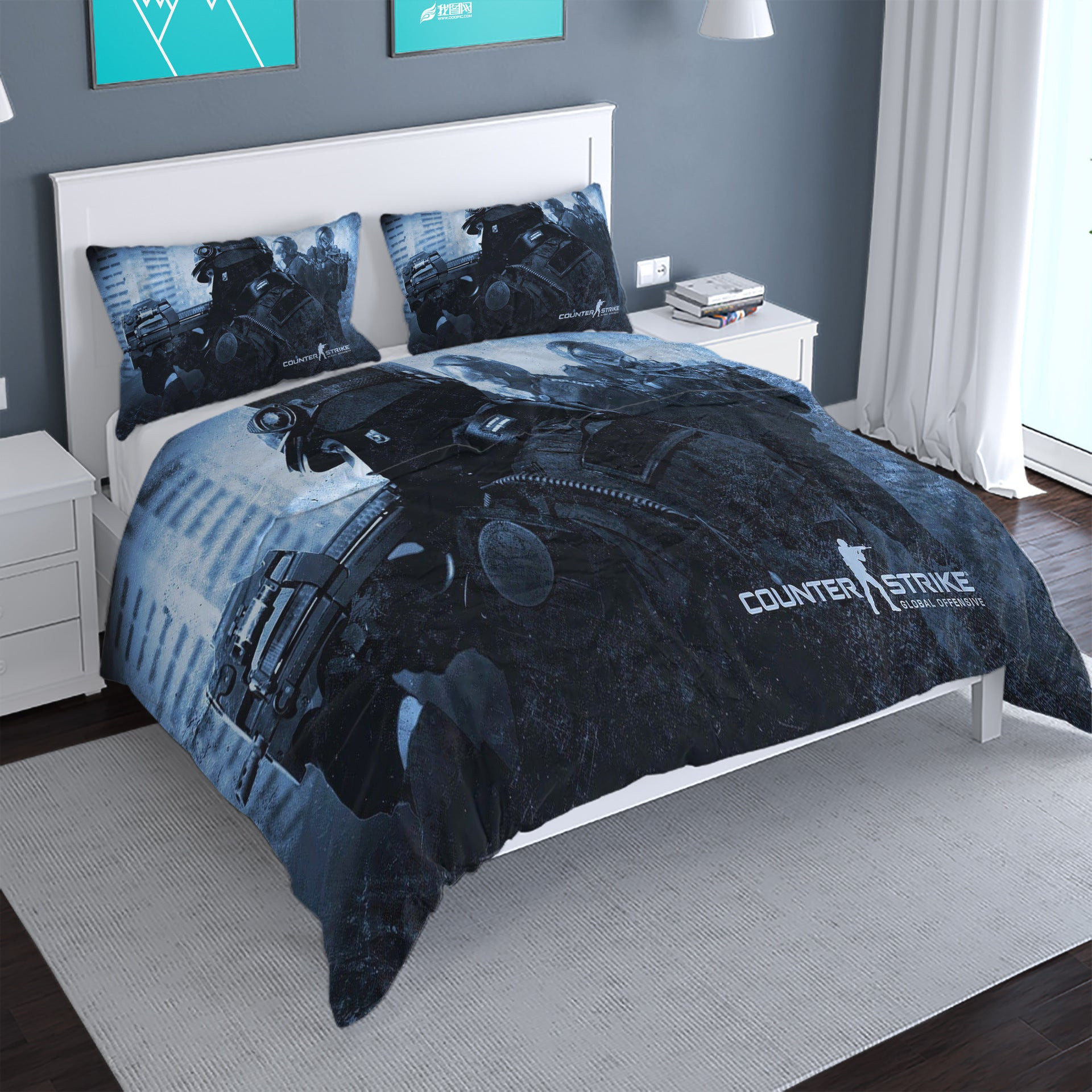 Counter Strike Quilt Cover Pillowcase Bedding Set Home Bedroom Decor