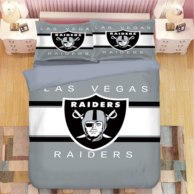 Las Vegas Raiders Football League Quilt Cover Pillowcase Bedding Set Home Bedroom Decor