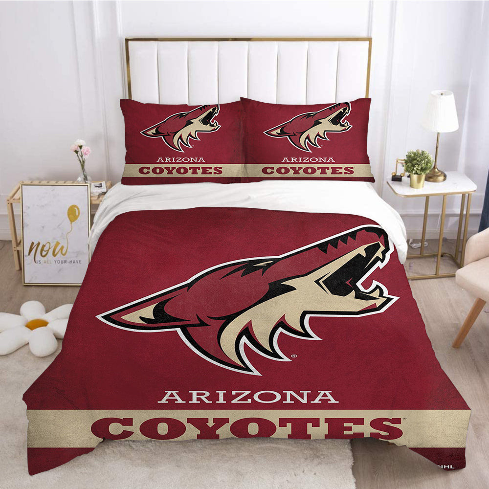 Arizona Coyotes Hockey League 3D Printed Quilt Cover Pillowcase Bedding Set Home Bedroom Decor