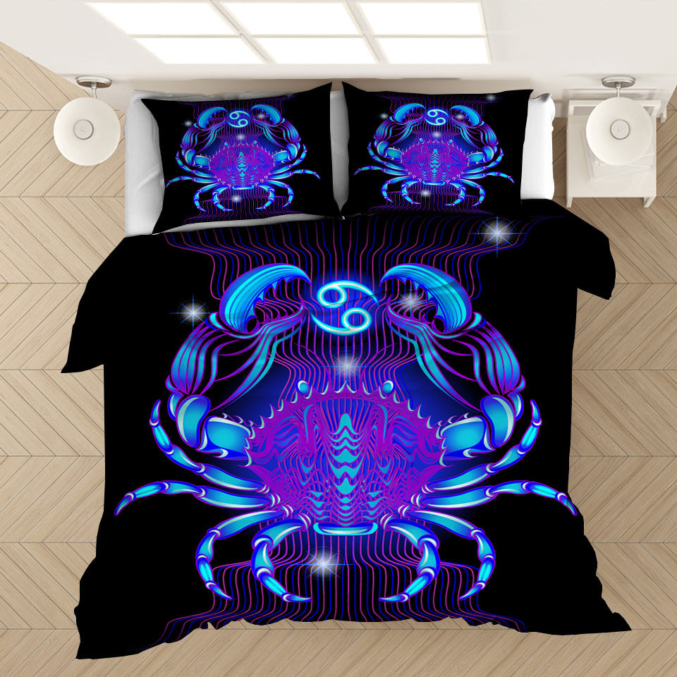Twelve Constellations Cancer Quilt Cover Pillowcase Bedding Set Home Bedroom Decor
