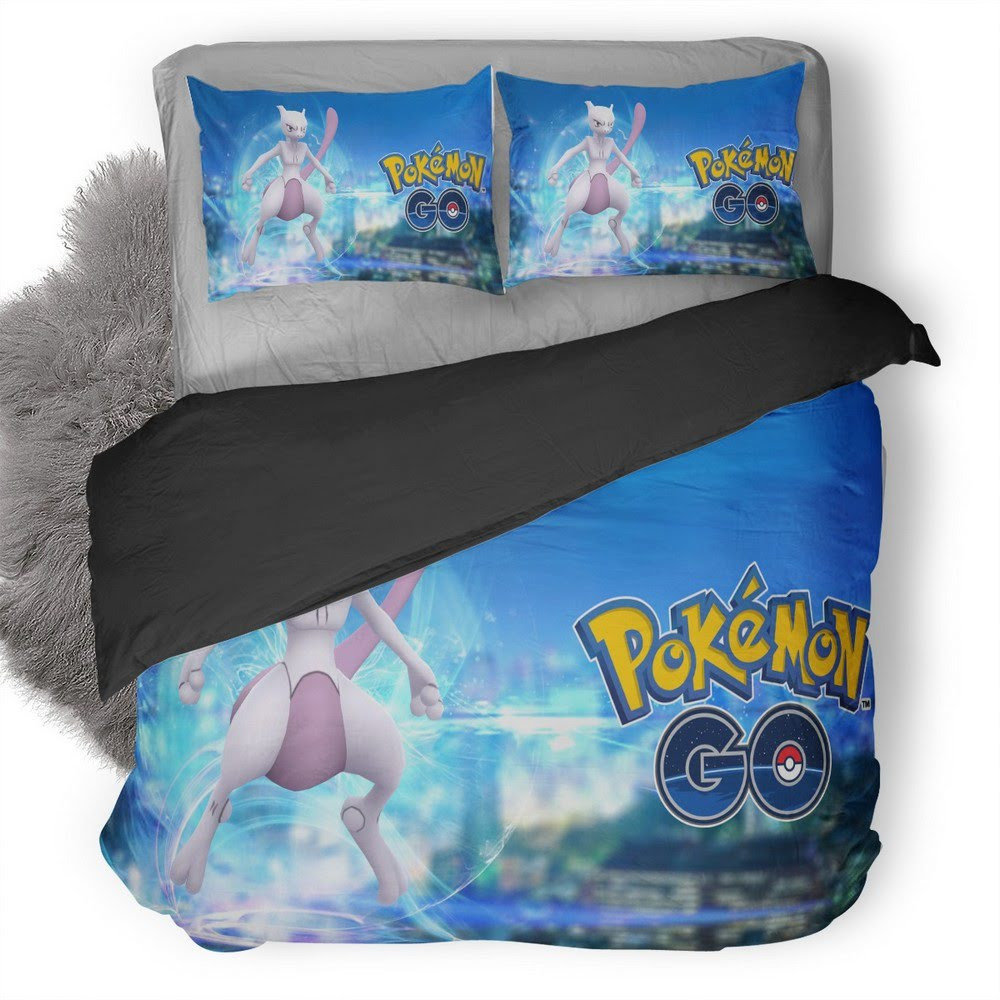 Pokemon Go Mewtwo Pokemon Quilt Cover Pillowcase Bedding Set Home Bedroom Decor