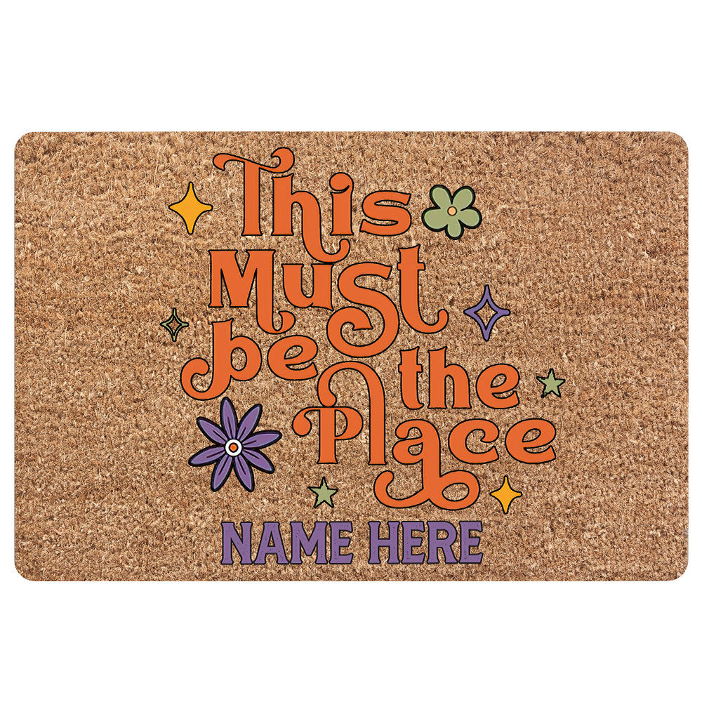 Hippie Rubber Doormat, Hippie Hippy This Must Be The Place Welcome Doormat, Custom Name Indoor Outdoor Door Mat, Home Decor