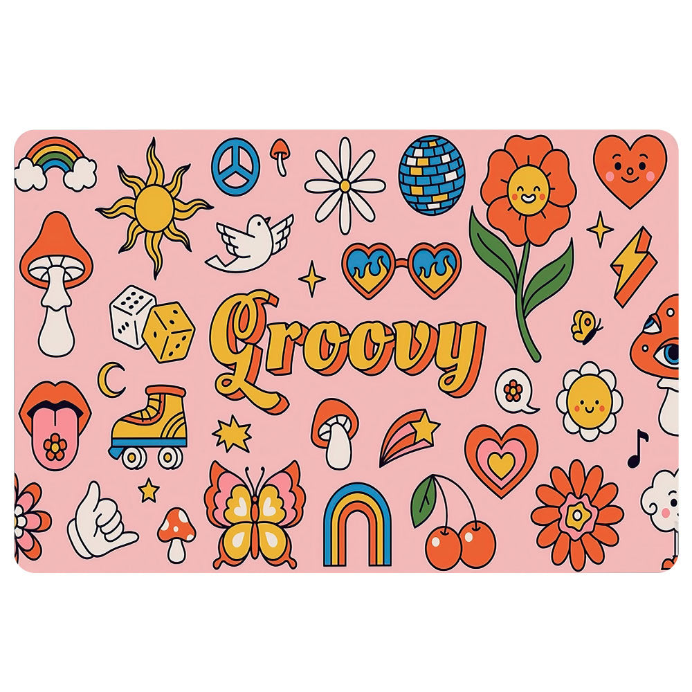 Hippie Rubber Doormat, Groovy Hippie Hippy Symbol Pink Unique Decor Gift Idea Welcome Doormat, Indoor Outdoor Door Mat, Home Decor