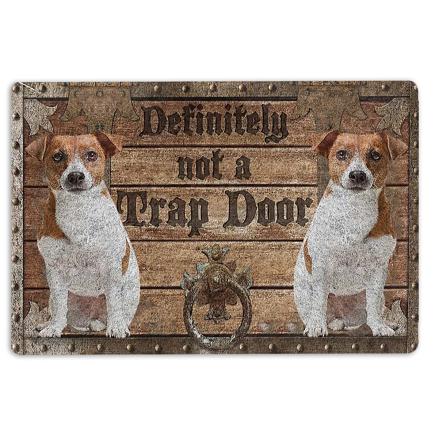 Jack Russell Rubber Doormat, Definitely Not A Trap Door Jack Russell Terrier Welcome Doormat, Indoor Outdoor Door Mat, Home Decor