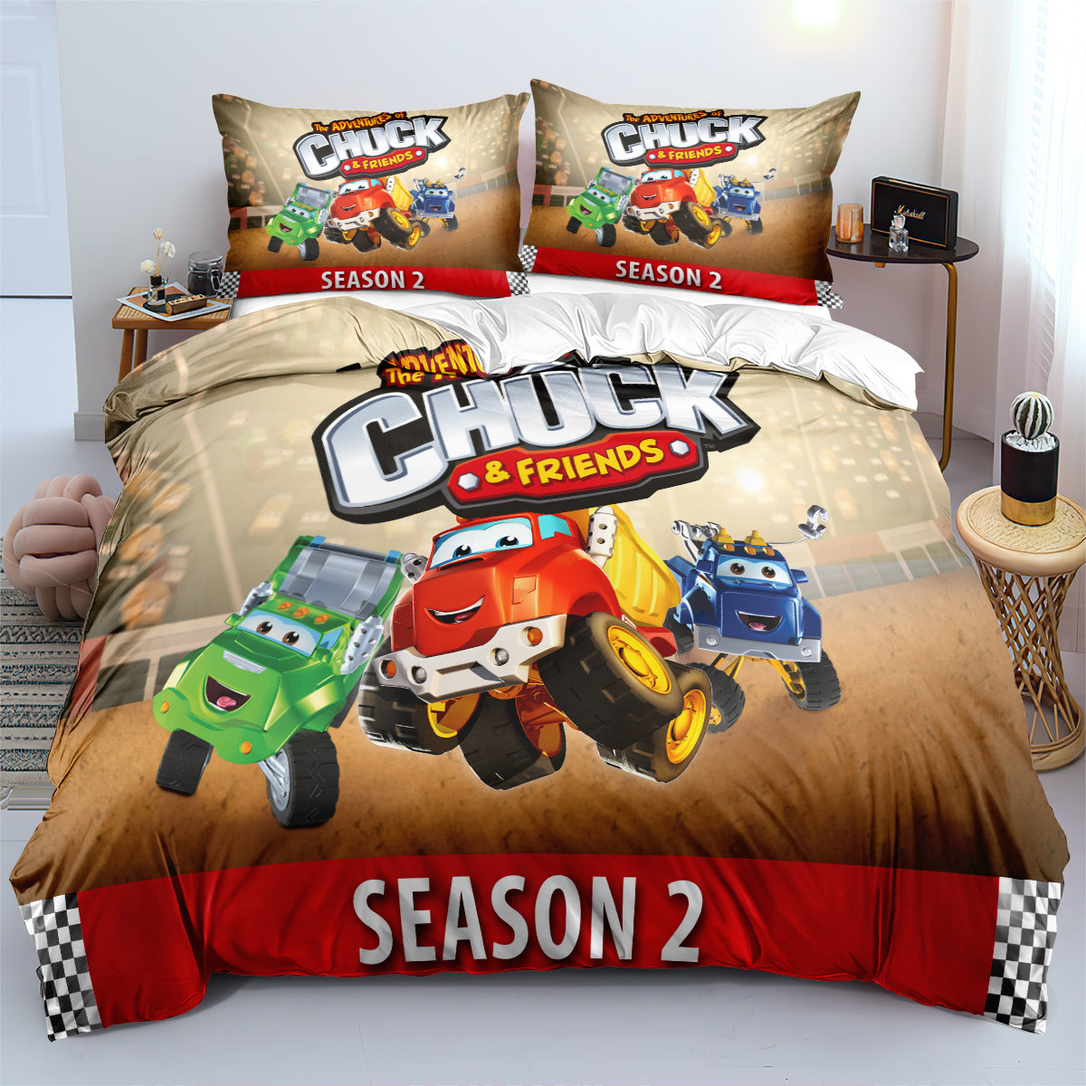 The Adventures of Chuck and friends Quilt Case Pillowcase Bedding Set