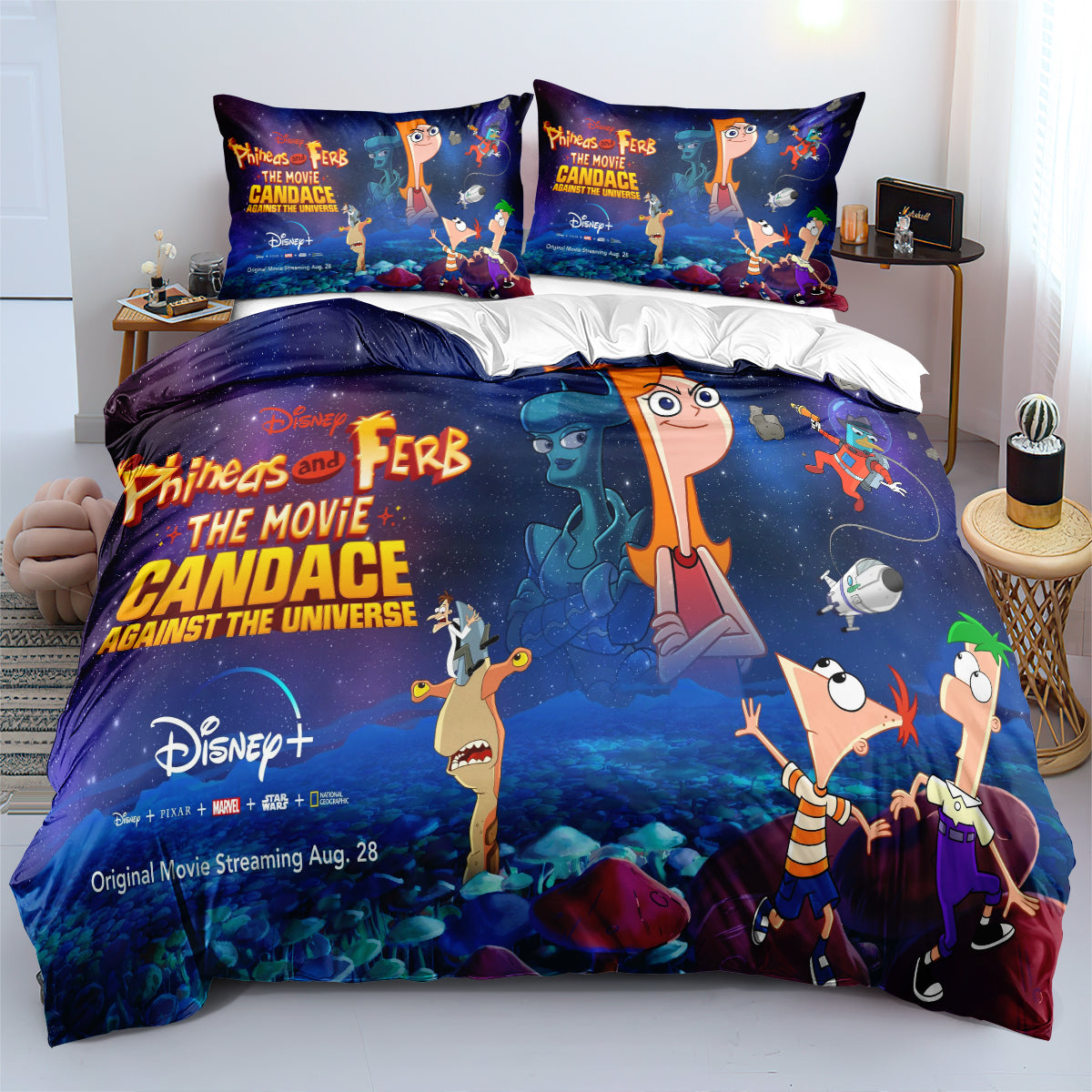 Phineas and Ferb Quilt Case Pillowcase Bedding Set