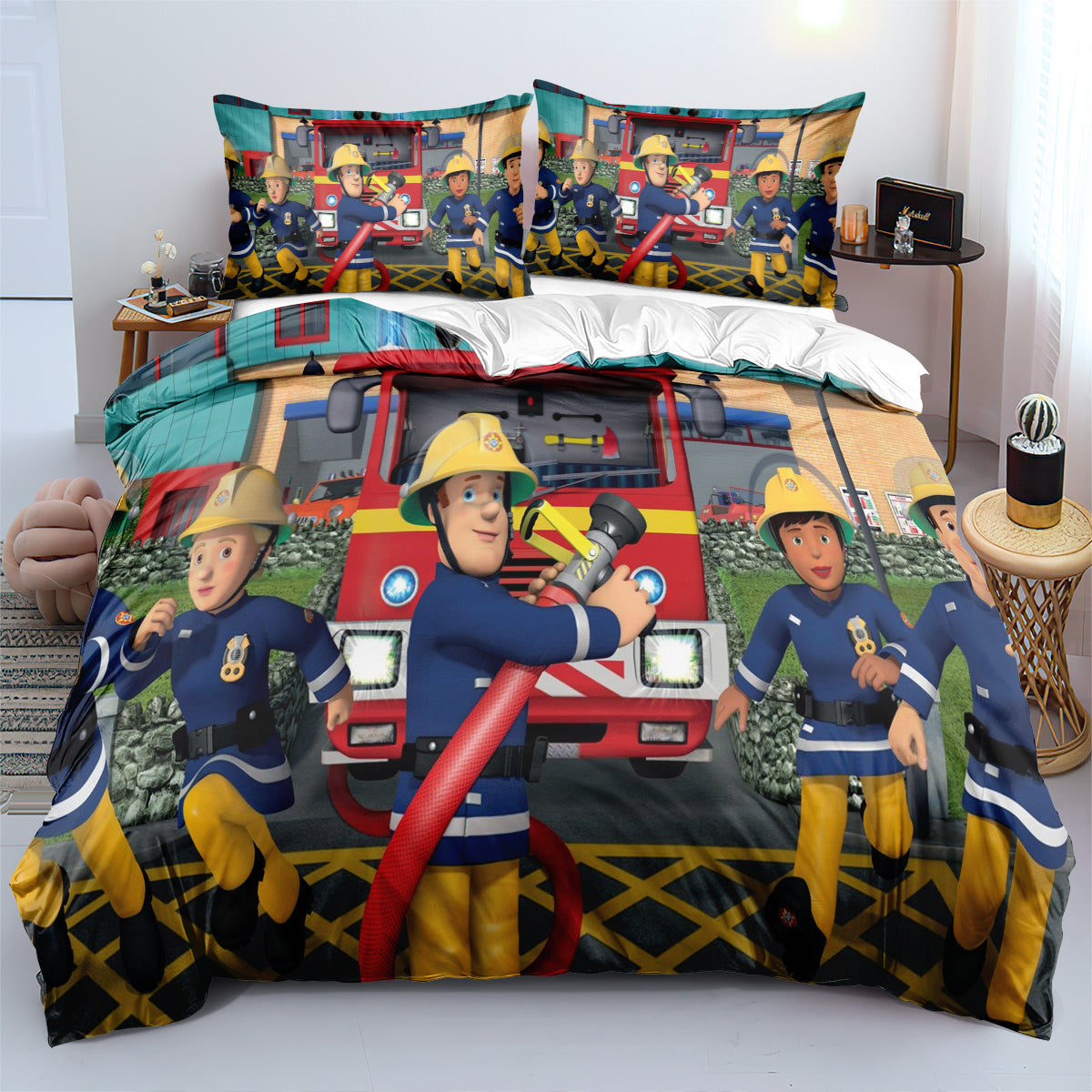 Fireman Sam Quilt Case Pillowcase Bedding Set