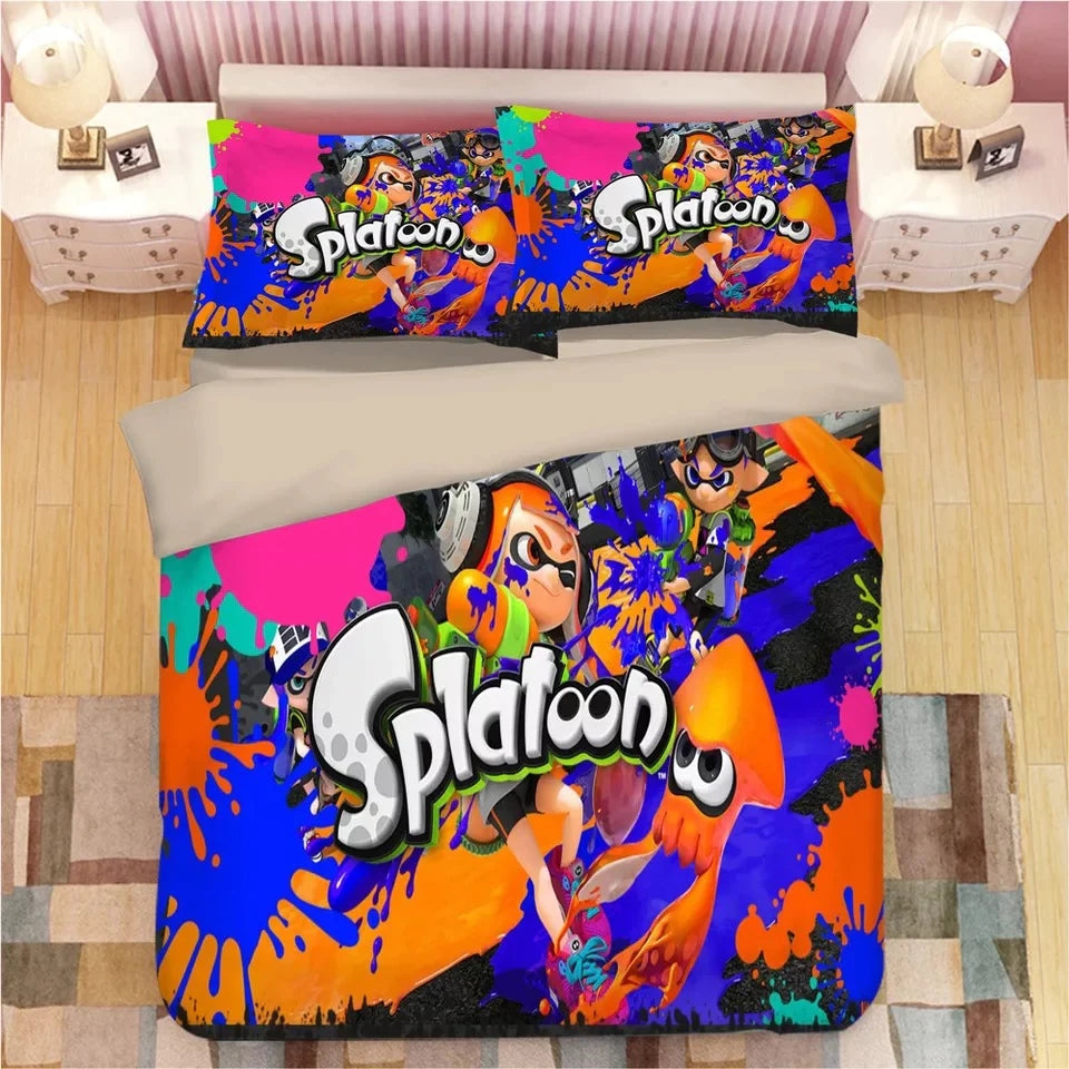 Splatoon 3D Printed Quilt Cover Pillowcases Bedding Set