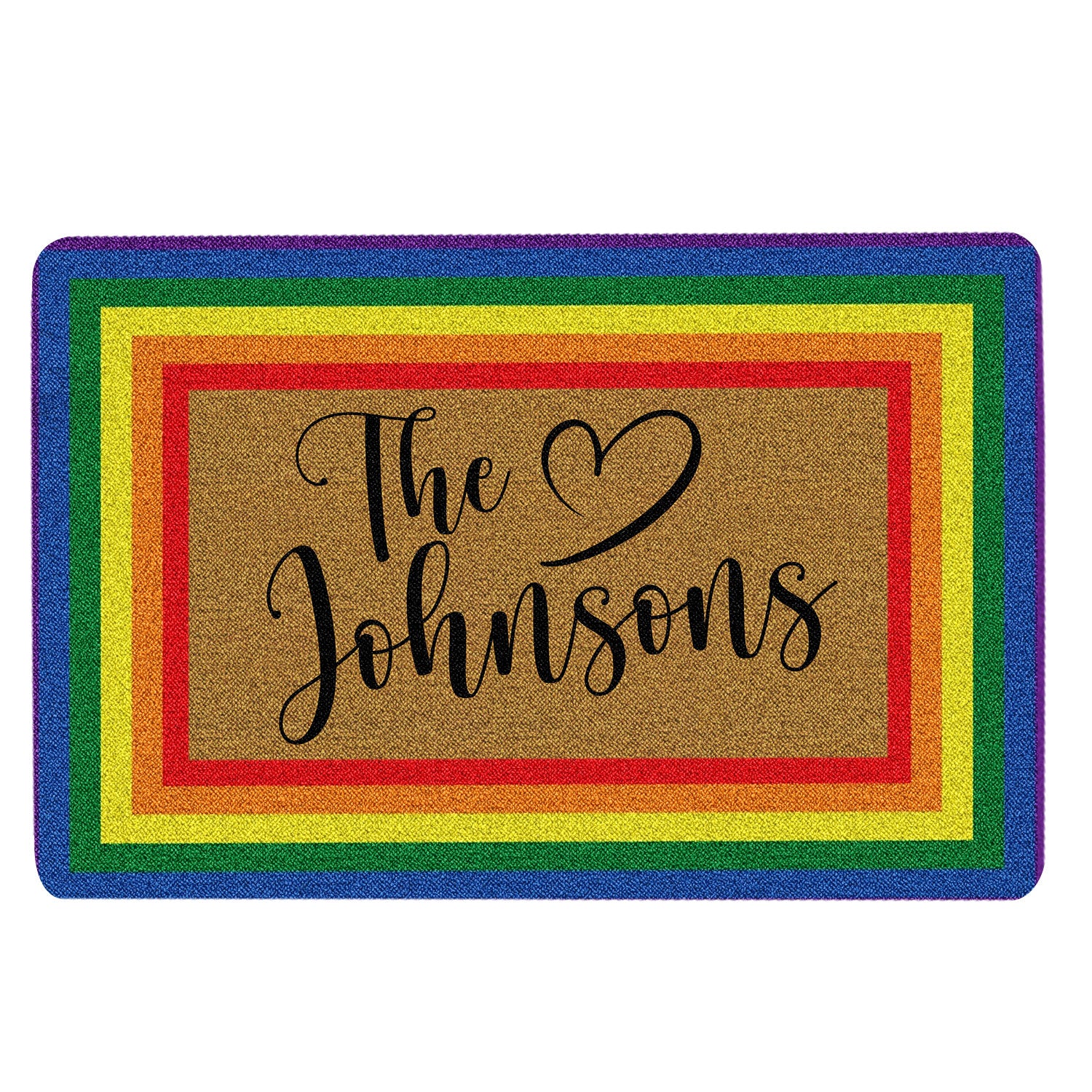 Lgbt Rubber Doormat, Lgbt Lgbtq Custom Family Name Brown Welcome Doormat, Custom Name Indoor Outdoor Door Mat, Home Decor