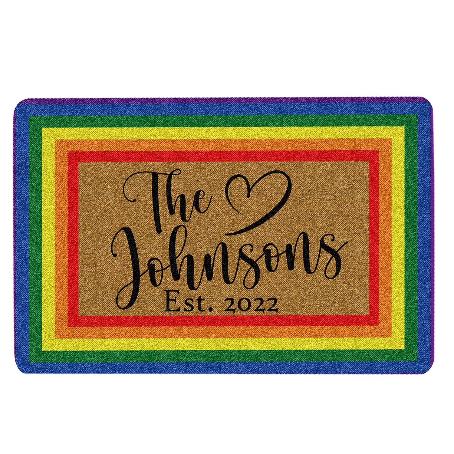Lgbt Rubber Doormat, Lgbt Lgbtq Family Name Brown Welcome Doormat, Custom Name Number Indoor Outdoor Door Mat, Home Decor