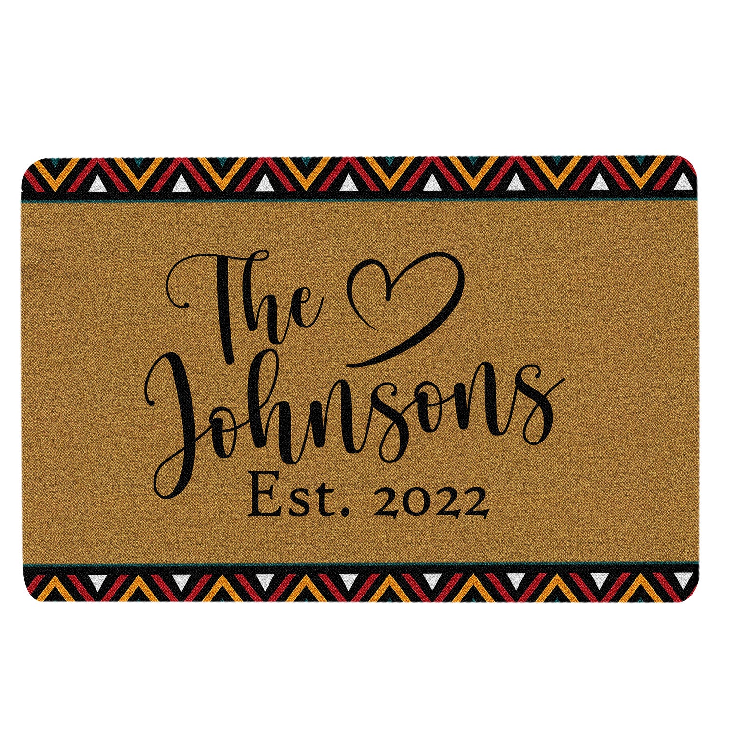Native American Rubber Doormat, African Afro Family Name Brown Welcome Doormat, Custom Name Number Indoor Outdoor Door Mat, Home Decor