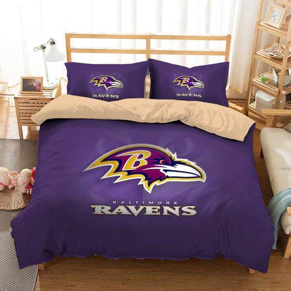 Baltimore Ravens Football League Quilt Cover Pillowcase Bedding Set