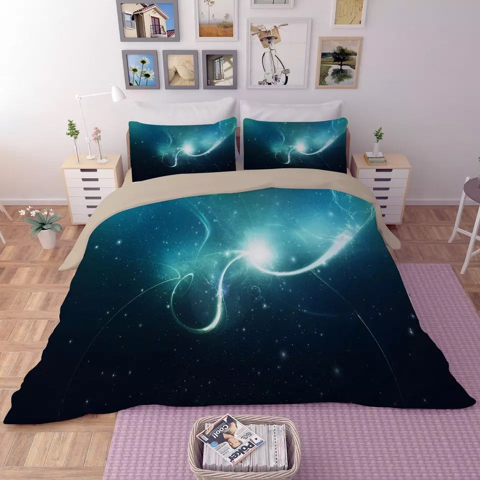 Universe Outer Space Themed Galaxy #4 Quilt Cover Pillowcase Bedding Set Bed Linen Home Decor