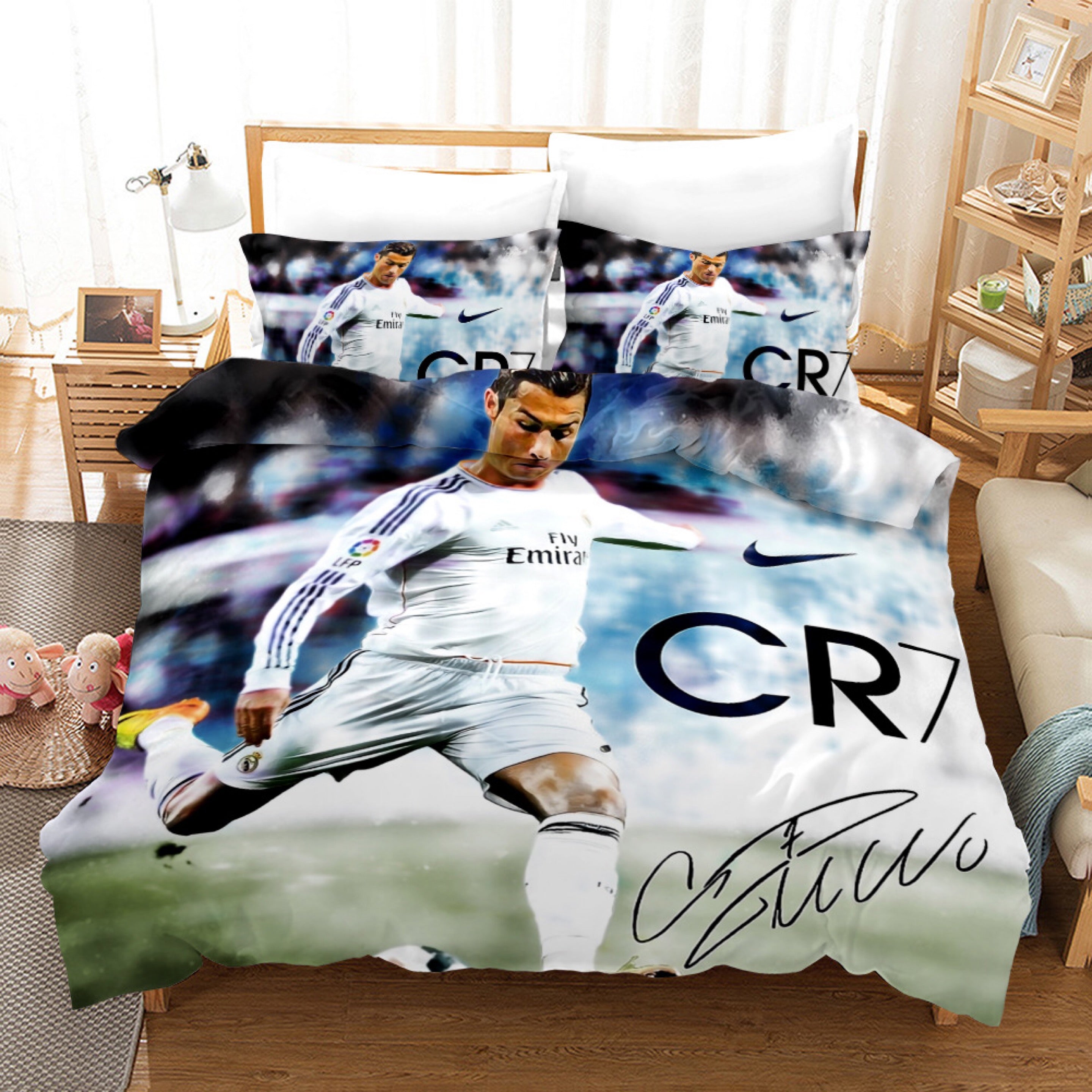 CR7 Ronaldo Football Quilt Cover Pillowcase Bedding Set