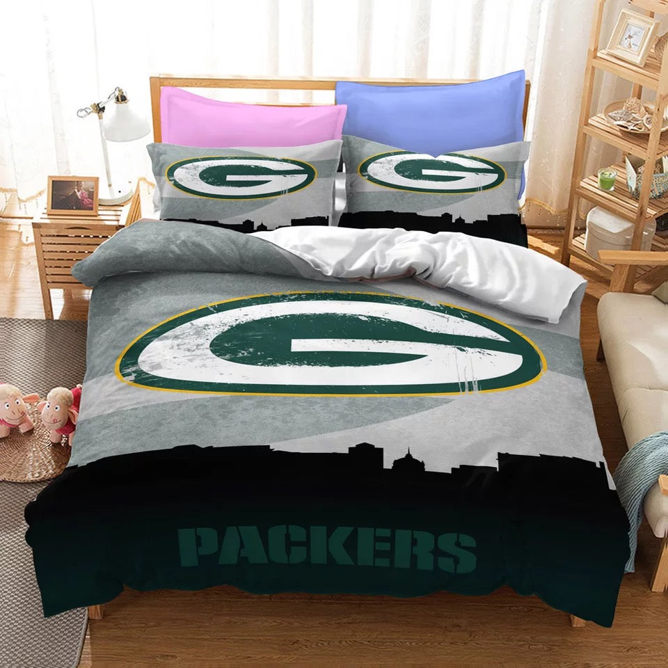 Green Bay Packers Football League Quilt Cover Pillowcase Bedding Set