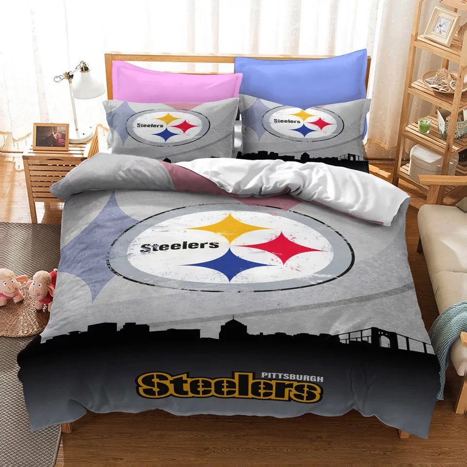 Pittsburgh Steelers Football League Quilt Cover Pillowcase Bedding Set